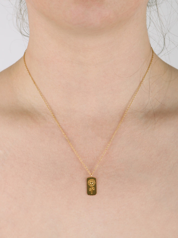 Sterling Silver Gold Plated Sunflower Pendant Necklace | Gold-Image 3