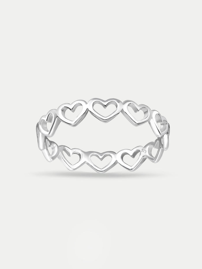 Sterling Silver Heart Band Ring | Silver-Image 1