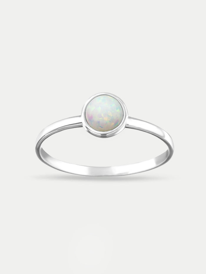 Sterling Silver Opal Circle Ring | Silver-Image 1