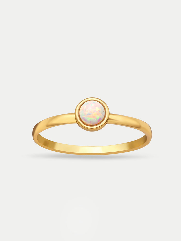 Sterling Silver Opal Circle Ring | Gold-Image 1