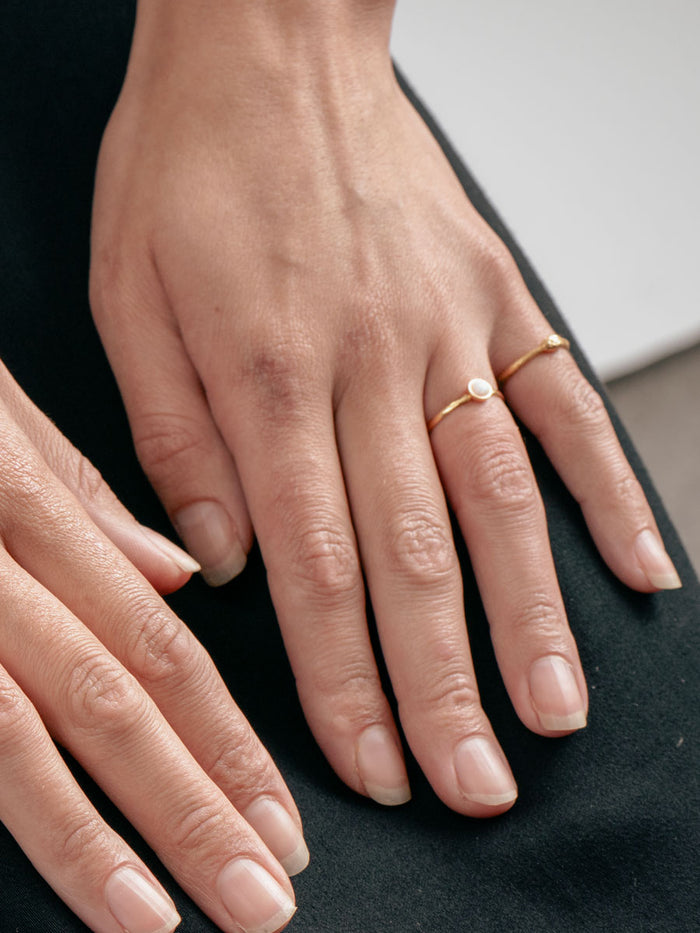 Sterling Silver Opal Circle Ring | Gold-Image 2