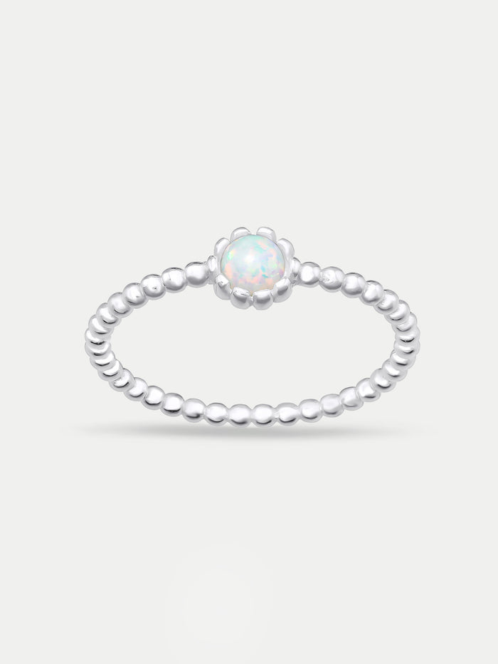 Sterling Silver Opal Dot Ring | White-Image 1
