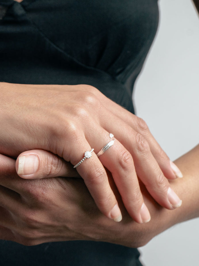 Sterling Silver Opal Dot Ring | White-Image 2