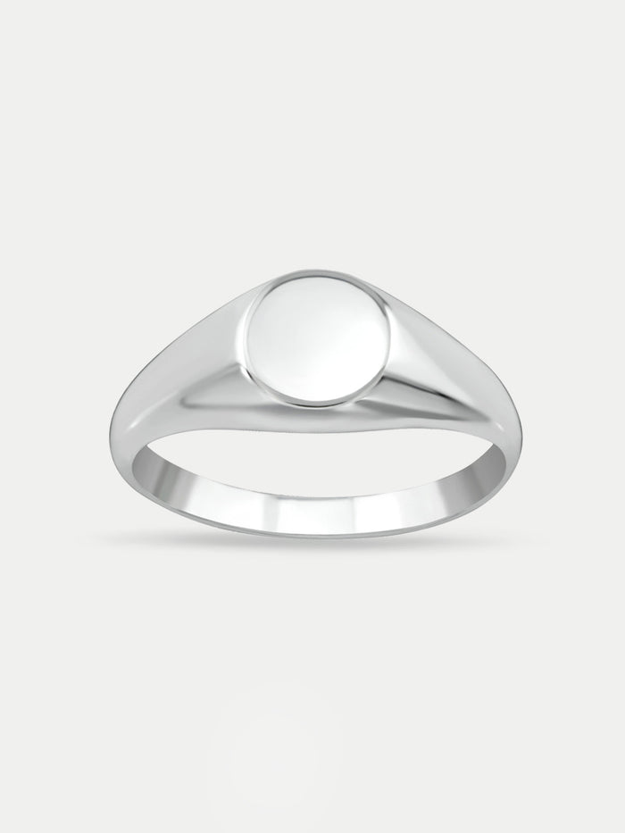 Sterling Silver Round Signet Ring | Silver-Image 1