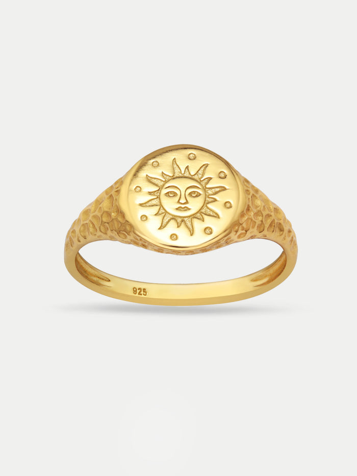 Sterling Silver Sun Medallion Ring | Gold-Image 1