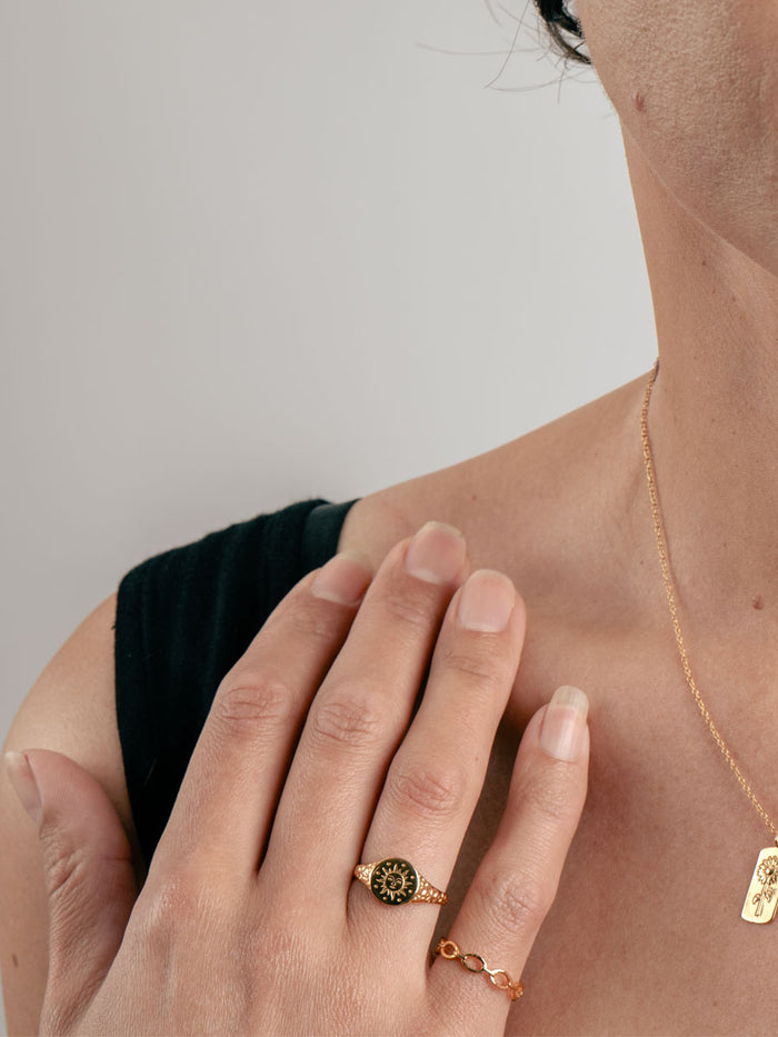 Sterling Silver Sun Medallion Ring | Gold-Image 2