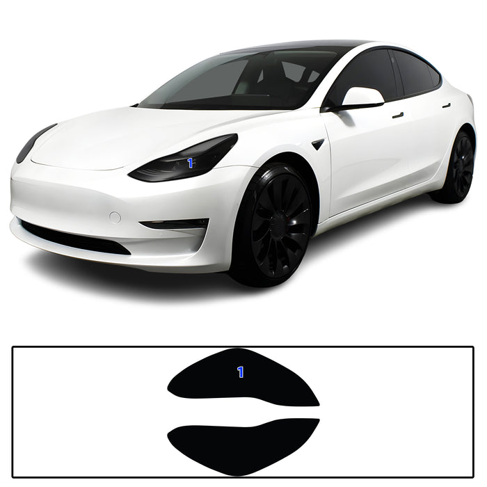 Tesla Model 3 2017–2023 Dark Smoke Headlight & Taillight Tint Kit – Precut Vinyl Lens Overlays