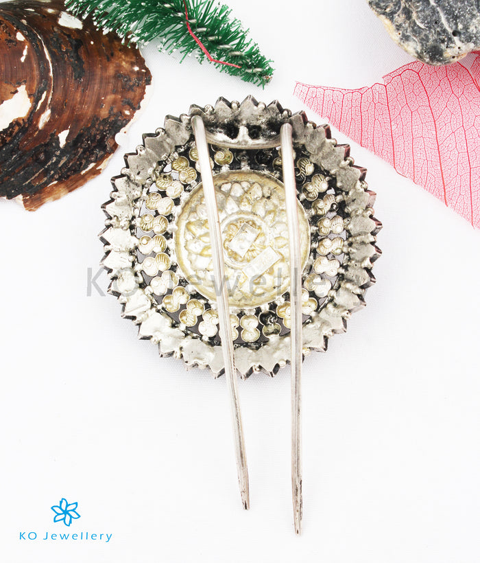 The Kavika Silver Pearl Hair Pin (Oxidised)