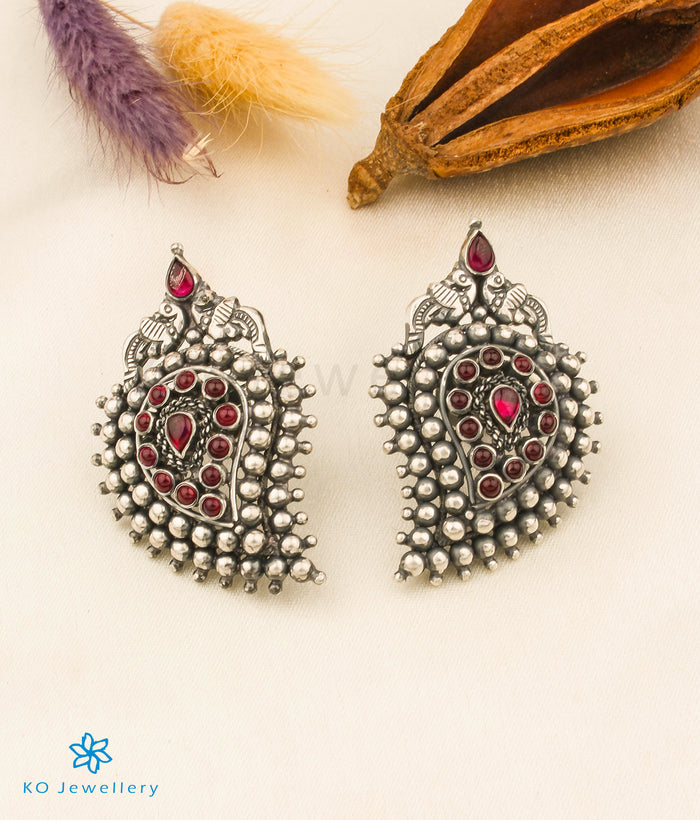 The Prashanti Silver Paisley Thread Necklace (Black)