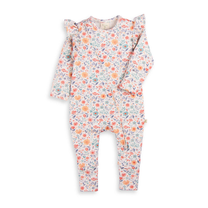 Tiny Twig Frill Zipsuit - Cottage Garden