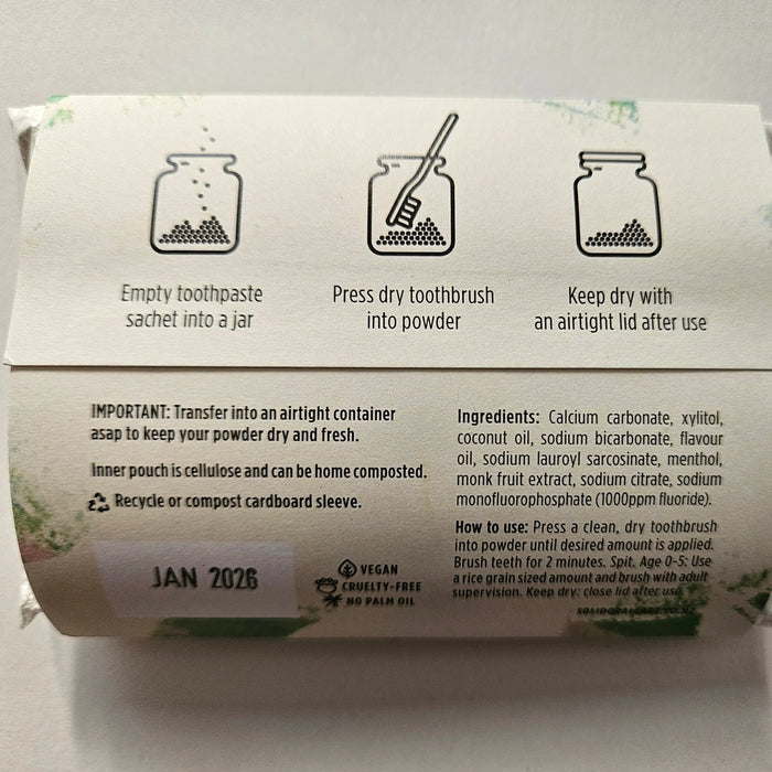Toothpaste Powder REFILL - Fresh Mint by Solid - Dust & Glow