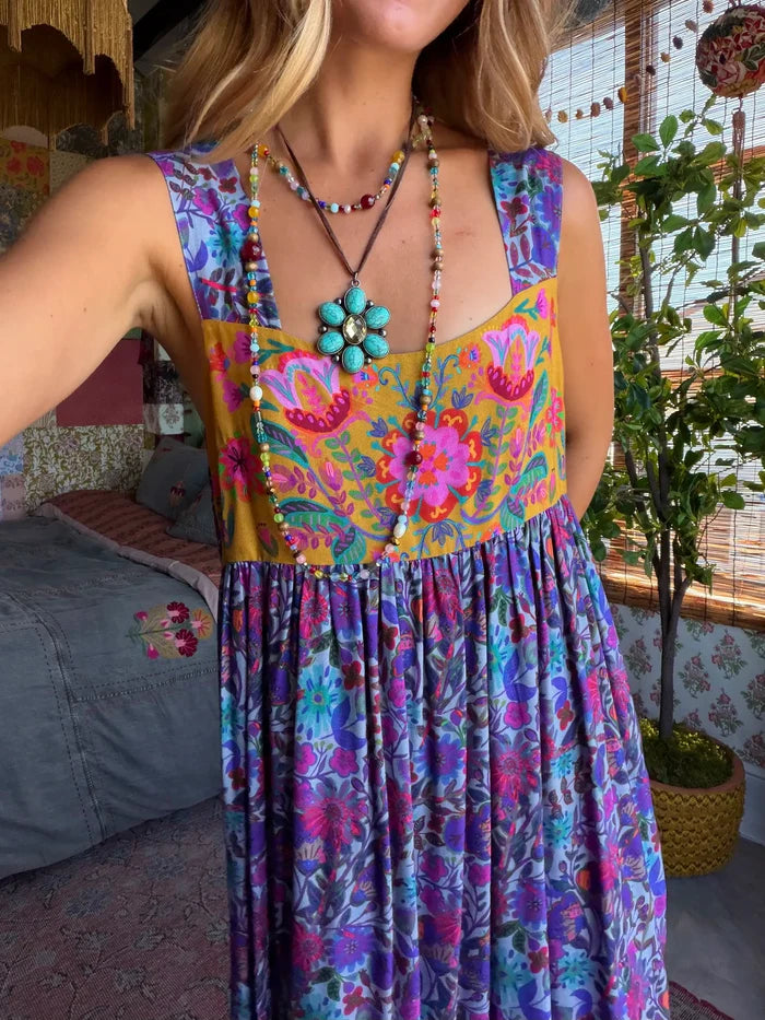 Tricia Maxi Dress - Dark Purple Daisies-view 1