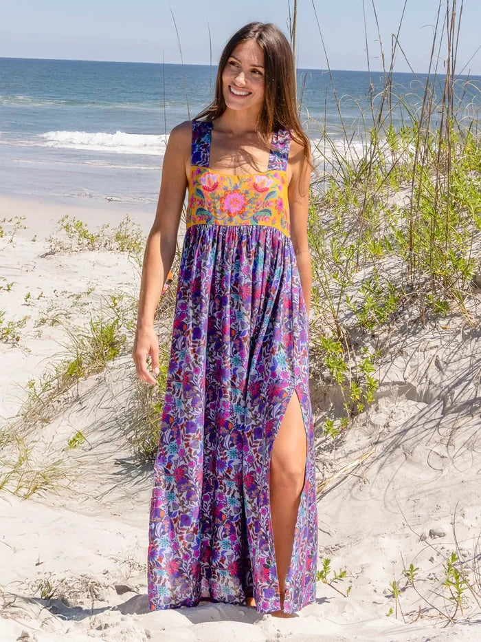 Tricia Maxi Dress - Dark Purple Daisies-view 2