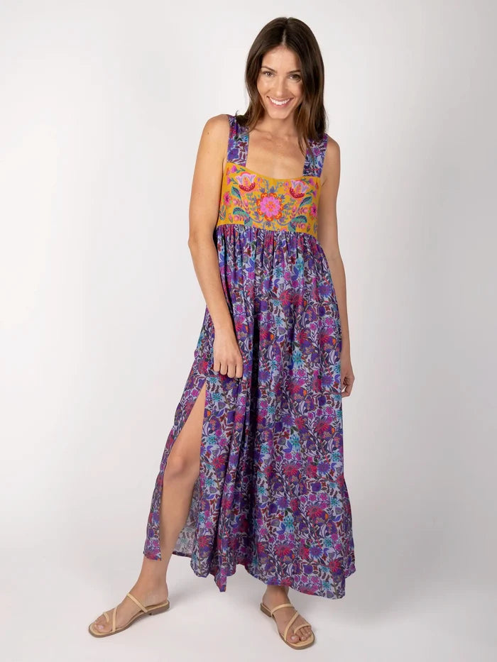 Tricia Maxi Dress - Dark Purple Daisies-view 5