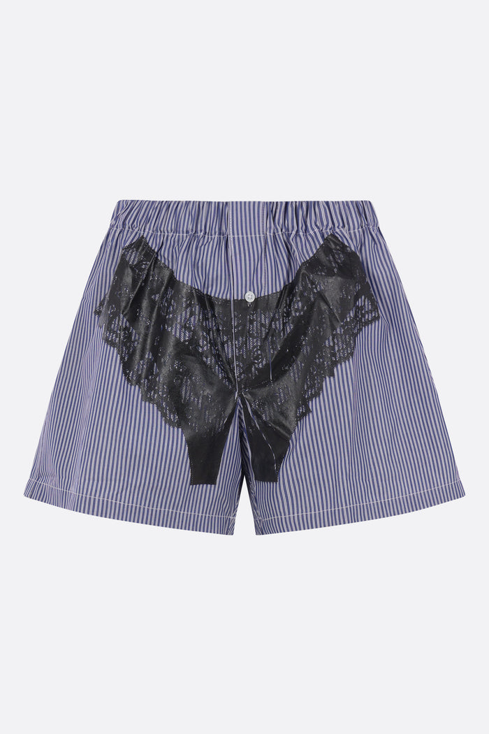 Trompe L'oeil boxer shorts in striped poplin