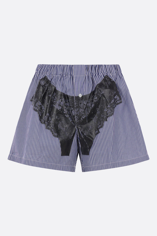 Trompe L'oeil boxer shorts in striped poplin