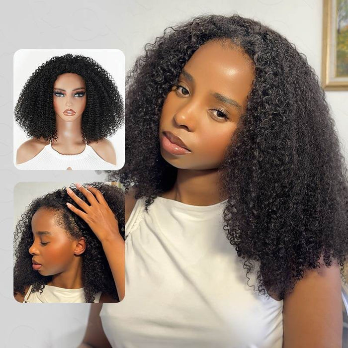 natural black kinky curly human hair wigs for black women