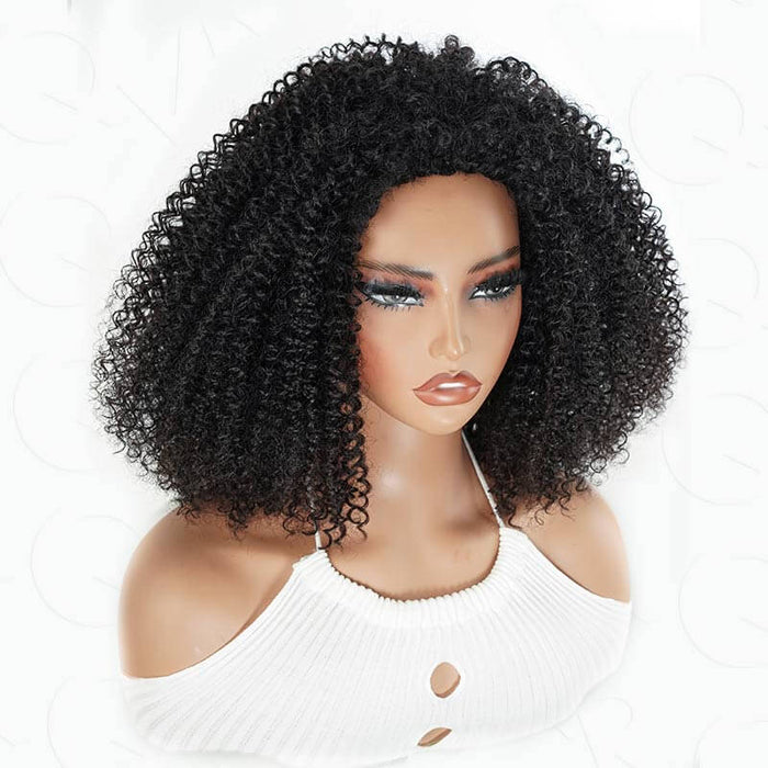 natural black kinky curly half wigs easy install
