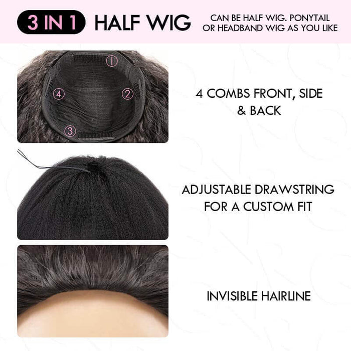 what is 3 in 1 human hair half wig