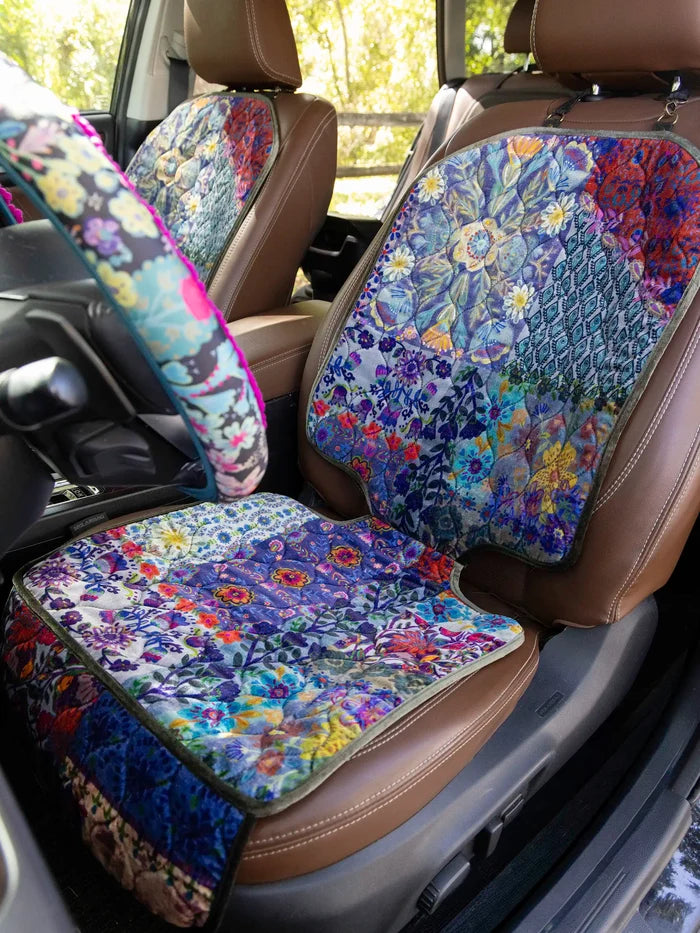 Car Seat Protector - Velvet Blue Patchwork-view 1