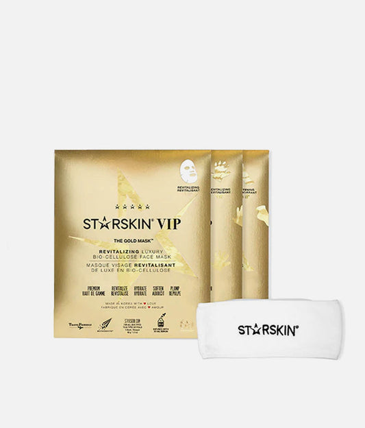 VIP THE GOLD MASK GIFT SET, Luxury Face, Hand & Foot Masks + Headband
