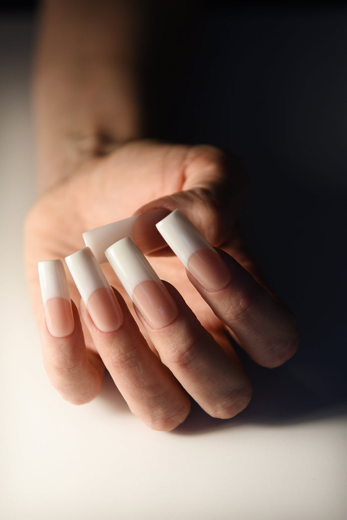WHITE 90s Y2K FRENCH – Luxury Handmade Reusable Press On Nails