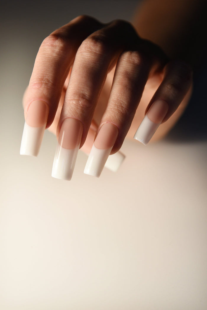 White 90s Y2K French Press-On Nails – Glossy, Handmade & Reusable